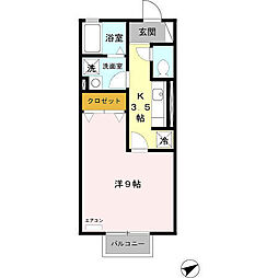 名鉄常滑線 太田川駅 徒歩22分の賃貸アパート 2階1Kの間取り