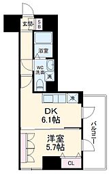 リヴシティ横濱新川町弐番館 7階1DKの間取り