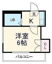 パレス新瑞橋 2階1Kの間取り