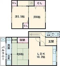 下森本46-14貸家 1階3LDKの間取り