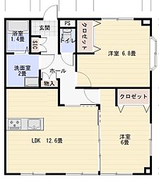 グランレーブ 1階2LDKの間取り