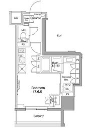 ザ・パークハビオ目黒桜邸 ワンルームの間取図画像