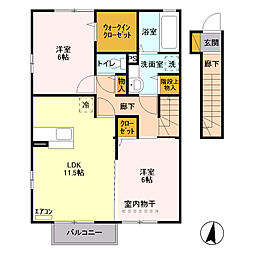 ウィステリア 2階2LDKの間取り