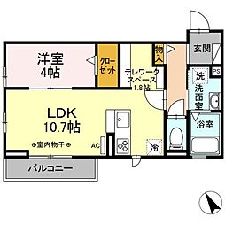 フォルトゥーナ　ヒロ 3階1LDKの間取り
