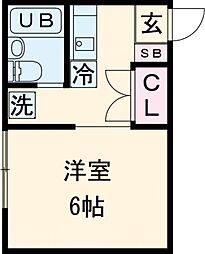 アドバンティージ 2階ワンルームの間取り