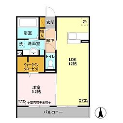 ソフィア　Ｓ 2階1LDKの間取り