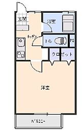 アネックス中川Ａ 2階1Kの間取り
