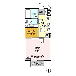 パルハイム2003　Ａ/Ｂ/Ｃ 1階1Kの間取り