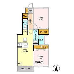 グリーンヒルズ 1階2LDKの間取り