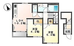 JR両毛線 伊勢崎駅 徒歩34分の賃貸アパート 2階2LDKの間取り