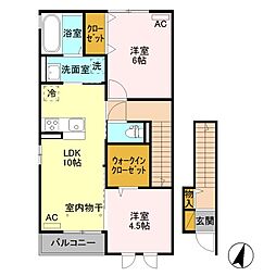グラッツェ 2階2LDKの間取り