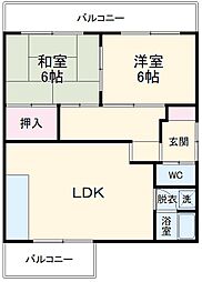 コーポ内川 3階2DKの間取り