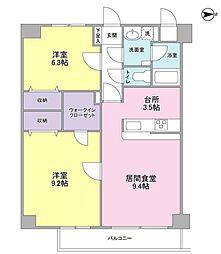 クレストコート 4階2LDKの間取り