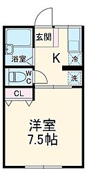 エトワール西入 1階1Kの間取り