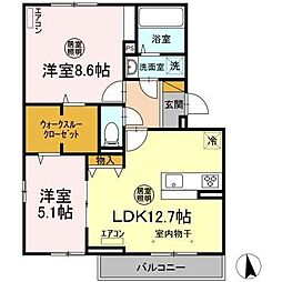 ウィステリア 3階2LDKの間取り