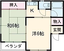 マンション中野 2階2Kの間取り