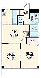 JR成田線 新木駅 徒歩8分の賃貸アパート 1階2DKの間取り