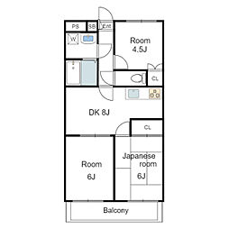 ルネサンス21 1階3DKの間取り