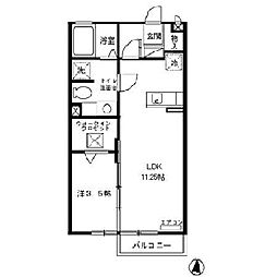 モナリエ春日　I 1階1LDKの間取り