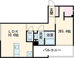 ノースウォール 5階1LDKの間取り