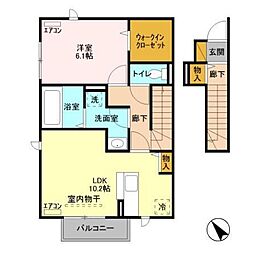チェスナット 2階1LDKの間取り