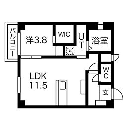 名古屋市営鶴舞線 浄心駅 徒歩14分の賃貸マンション 4階1LDKの間取り