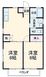 コーポさかえ 2階2DKの間取り