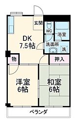 アーバンライフ 2階2DKの間取り