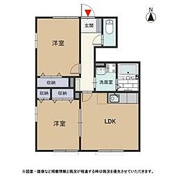 チェルシー 1階2LDKの間取り