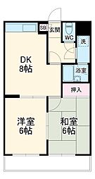 レヂオンス小手指 1階2DKの間取り