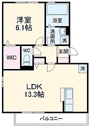 ベニルージュ 1階1LDKの間取り