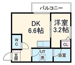 CASA NANA oE 3階1DKの間取り