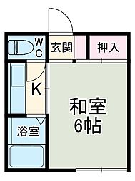 JR総武線 本八幡駅 徒歩3分の賃貸アパート 2階1Kの間取り