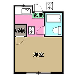 コーポ二葉5号 2階ワンルームの間取り