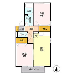 パーチェD 2DKの間取図画像