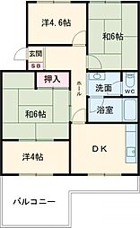見川マンション 5階4DKの間取り