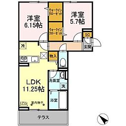 ＡＡＬＩＩ（アアリイ）　I 1階2LDKの間取り