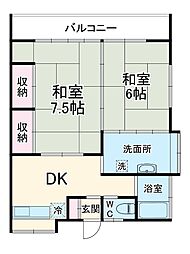 コーポ君寿 2階3DKの間取り