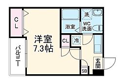シャーメゾン草加イースト 1Kの間取図画像