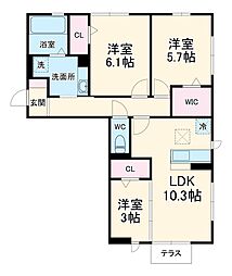 プランドールM 3LDKの間取図画像