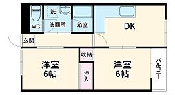 サクラハイツ 3階2DKの間取り