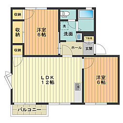 グリーンフレグランス 2階2LDKの間取り