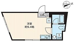 東急世田谷線 若林駅 徒歩4分の賃貸マンション 1階ワンルームの間取り