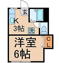 西武拝島線 東大和市駅 徒歩5分の賃貸アパート 1階1Kの間取り