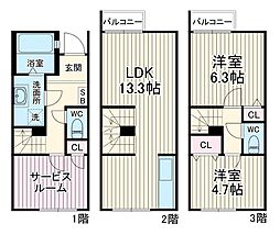 ＫｏｌｅｔＴｅｒｒａｃｅ西大宮 1階2SLDKの間取り