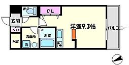 アドヴァンテージ守口 2階ワンルームの間取り