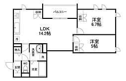 Ｆｏｒｅｓｔ　Ｍａｉｓｏｎ 3階2LDKの間取り