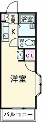 エクラン 1階1Kの間取り