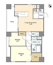 アブレスト動坂 2LDKの間取図画像