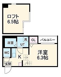 名古屋市営名港線 東海通駅 徒歩4分の賃貸アパート 2階1Kの間取り